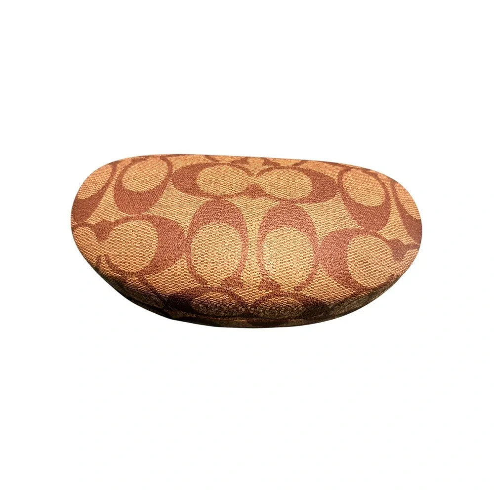 Coach Signature Monogram Hard Eyeglass Sunglasses Case Brown Tan Logo
